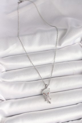 316l çelik Gümüş Renk Zincir Zirkon Taşlı Kedi Model Kadın Kolye 316l çelik Gümüş Renk Zincir Zirkon Taşlı Kedi Model Kadın Kolye