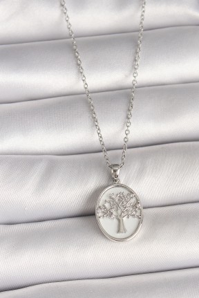 316l çelik Gümüş Renk Zincir Zirkon Taş İşlemeli Beyaz Mineli Ağaç İşlemeli Portre Model Kadın Kolye 316l çelik Gümüş Renk Zincir Zirkon Taş İşlemeli Beyaz Mineli Ağaç İşlemeli Portre Model Kadın Kolye