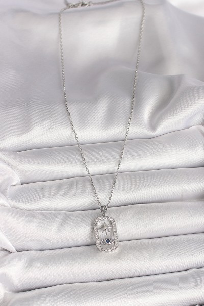 316l çelik Gümüş Renk Zincir Zirkon Taşlı Göz Yıldız Model Kadın Kolye 316l çelik Gümüş Renk Zincir Zirkon Taşlı Göz Yıldız Model Kadın Kolye
