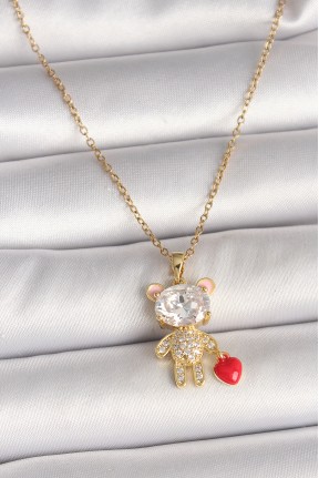 316l çelik Gold Renk Zincir Zirkon Taşlı Ayıcık Model Kırmızı Kalp Detay Kadın Kolye 316l çelik Gold Renk Zincir Zirkon Taşlı Ayıcık Model Kırmızı Kalp Detay Kadın Kolye