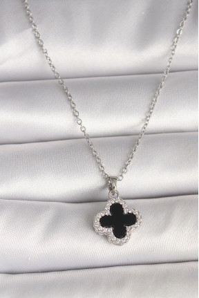 316l çelik Gümüş Renk Zincir Zirkon Taşlı Yonca Model Kadın Kolye 316l çelik Gümüş Renk Zincir Zirkon Taşlı Yonca Model Kadın Kolye