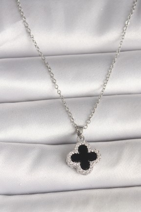 316l çelik Gümüş Renk Zincir Zirkon Taşlı Yonca Model Kadın Kolye 316l çelik Gümüş Renk Zincir Zirkon Taşlı Yonca Model Kadın Kolye