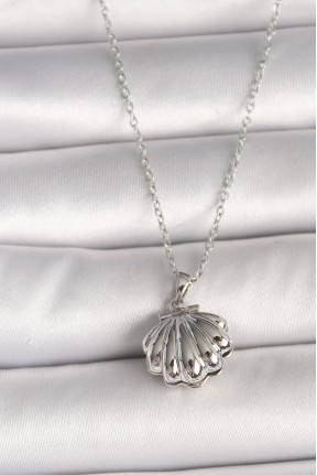 316l çelik Gümüş Renk Zincir Açılır İncili Midye Model Kadın Kolye 316l çelik Gümüş Renk Zincir Açılır İncili Midye Model Kadın Kolye