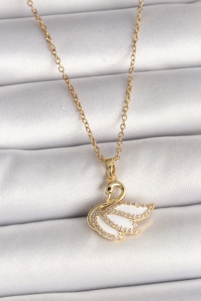 316l çelik Gold Renk Zincir Zirkon Taşlı Kuğu Model Kadın Kolye 316l çelik Gold Renk Zincir Zirkon Taşlı Kuğu Model Kadın Kolye