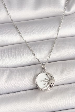 316l çelik Gümüş Renk Zincir Beyaz Mineli Gün Batımı Model Kadın Kolye 316l çelik Gümüş Renk Zincir Beyaz Mineli Gün Batımı Model Kadın Kolye