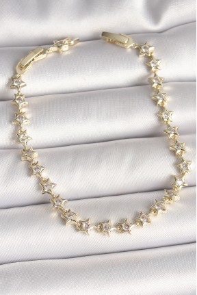 Pirinç Gold Renk Zirkon Taşlı Yıldız Model Vip Seri Kadın Bileklik Pirinç Gold Renk Zirkon Taşlı Yıldız Model Vip Seri Kadın Bileklik