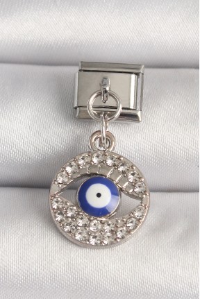 316l çelik Gümüş Renk Zirkon Taşlı Göz Model Nazar Boncuk Detay Nomination Charm 316l çelik Gümüş Renk Zirkon Taşlı Göz Model Nazar Boncuk Detay Nomination Charm