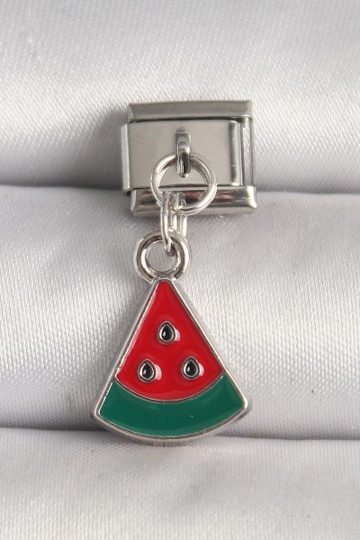 316l çelik Gümüş Renk Karpuz Dilim Model Nomination Charm