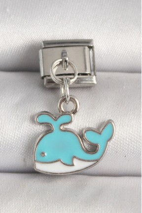 316l çelik Gümüş Renk Mavi Balina Model Nomination Charm 316l çelik Gümüş Renk Mavi Balina Model Nomination Charm