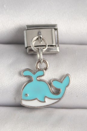 316l çelik Gümüş Renk Mavi Balina Model Nomination Charm 316l çelik Gümüş Renk Mavi Balina Model Nomination Charm