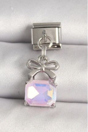 316l çelik Gümüş Renk Pembe Zirkon Taşlı çanta Model Nomination Charm 316l çelik Gümüş Renk Pembe Zirkon Taşlı çanta Model Nomination Charm