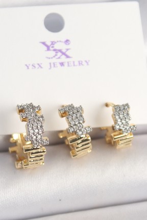 Pirinç Gold Renk Zirkon Taşlı Dorika Model 3'lü Kadın Kombin Küpe Pirinç Gold Renk Zirkon Taşlı Dorika Model 3'lü Kadın Kombin Küpe