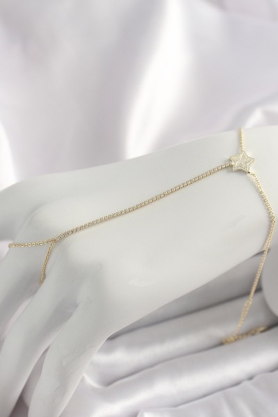 Pirinç Gold Renk Su Yolu Zirkon Taşlı Yıldız Model Kadın şahmeran