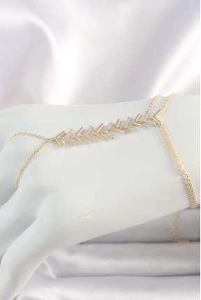 Pirinç Gold Renk Zirkon Taşlı V Model Kadın şahmeran