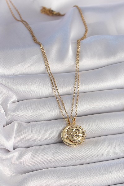316l çelik Gold Renk Ay Güneş Model Arkadaşlık Kadın Kolye 316l çelik Gold Renk Ay Güneş Model Arkadaşlık Kadın Kolye