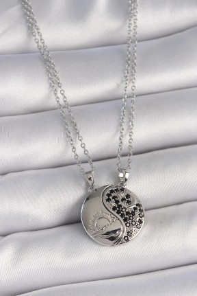 316l çelik Gümüş Renk Zincir Zirkon Taşlı Ying Yang Model Gün Batımı İşlemeli Arakdaşlık Kadın Kolye 316l çelik Gümüş Renk Zincir Zirkon Taşlı Ying Yang Model Gün Batımı İşlemeli Arakdaşlık Kadın Kolye