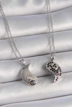 316l çelik Gümüş Renk Zincir Zirkon Taşlı Ying Yang Model Gün Batımı İşlemeli Arakdaşlık Kadın Kolye 316l çelik Gümüş Renk Zincir Zirkon Taşlı Ying Yang Model Gün Batımı İşlemeli Arakdaşlık Kadın Kolye