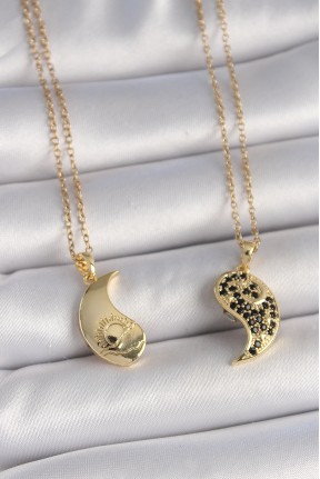 316l çelik Gold Renk Zincir Zirkon Taşlı Ying Yang Model Gün Batımı İşlemeli Arkadaşlık Kadın Kolye 316l çelik Gold Renk Zincir Zirkon Taşlı Ying Yang Model Gün Batımı İşlemeli Arkadaşlık Kadın Kolye
