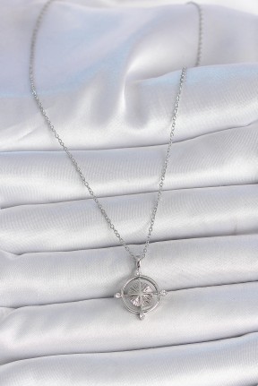 316l çelik Gümüş Renk Zincir Zirkon Taşlı Pusula Model Kadın Kolye 316l çelik Gümüş Renk Zincir Zirkon Taşlı Pusula Model Kadın Kolye