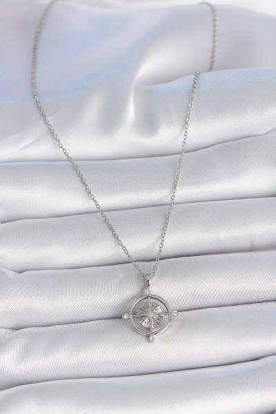 316l çelik Gümüş Renk Zincir Zirkon Taşlı Pusula Model Kadın Kolye 316l çelik Gümüş Renk Zincir Zirkon Taşlı Pusula Model Kadın Kolye