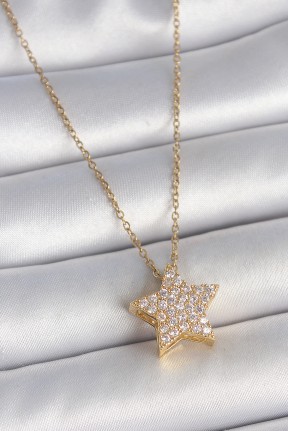 316l çelik Gold Renk Zincir Zirkon Taşlı Yıldız Model Kadın Kolye 316l çelik Gold Renk Zincir Zirkon Taşlı Yıldız Model Kadın Kolye