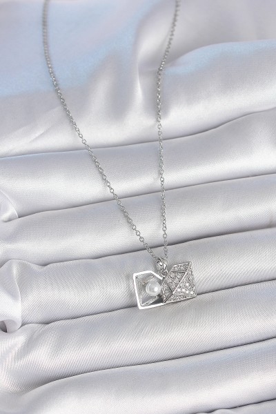 316l çelik Gümüş Renk Zincir Zirkon Taşlı İncili Açılır Elmas Model Kadın Kolye 316l çelik Gümüş Renk Zincir Zirkon Taşlı İncili Açılır Elmas Model Kadın Kolye