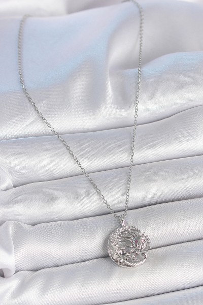 316l çelik Gümüş Renk Zincir Ay Güneş Model Zirkon Taş Detay Kadın Kolye 316l çelik Gümüş Renk Zincir Ay Güneş Model Zirkon Taş Detay Kadın Kolye