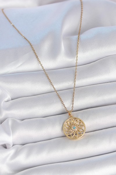 316l çelik Gold Renk Zincr Mavi Taşlı Lotus Model Kadın Kolye 316l çelik Gold Renk Zincr Mavi Taşlı Lotus Model Kadın Kolye