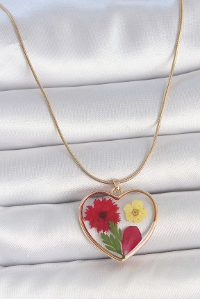 316l çelik Gold Renk Zincir Epokis Kalp Doğal çiçek Model Kadın Kolye 316l çelik Gold Renk Zincir Epokis Kalp Doğal çiçek Model Kadın Kolye
