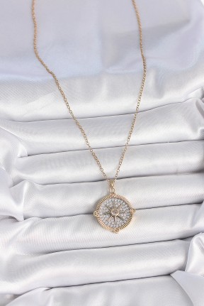 316l çelik Gold Renk Zirkon Taşlı Pusula Model Kadın Kolye 316l çelik Gold Renk Zirkon Taşlı Pusula Model Kadın Kolye