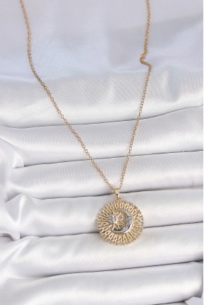 316l çelik Gold Renk Mix Renk Ay Güneş Model Kadın Kolye 316l çelik Gold Renk Mix Renk Ay Güneş Model Kadın Kolye
