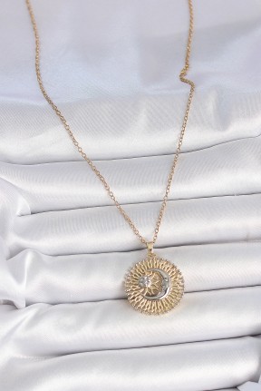 316l çelik Gold Renk Mix Renk Ay Güneş Model Kadın Kolye 316l çelik Gold Renk Mix Renk Ay Güneş Model Kadın Kolye