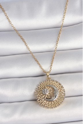 316l çelik Gold Renk Mix Renk Ay Güneş Model Kadın Kolye 316l çelik Gold Renk Mix Renk Ay Güneş Model Kadın Kolye