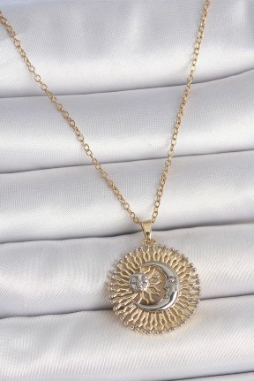 316l çelik Gold Renk Mix Renk Ay Güneş Model Kadın Kolye 316l çelik Gold Renk Mix Renk Ay Güneş Model Kadın Kolye