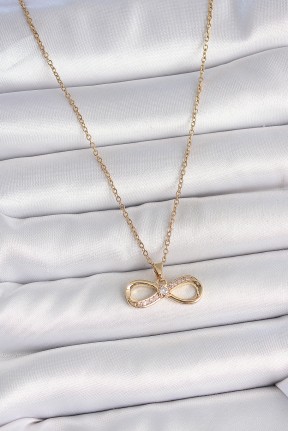 316l çelik Gold Renk Zincir Zirkon Taşlı Sonsuzluk Model Kadın Kolye 316l çelik Gold Renk Zincir Zirkon Taşlı Sonsuzluk Model Kadın Kolye