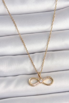 316l çelik Gold Renk Zincir Zirkon Taşlı Sonsuzluk Model Kadın Kolye 316l çelik Gold Renk Zincir Zirkon Taşlı Sonsuzluk Model Kadın Kolye
