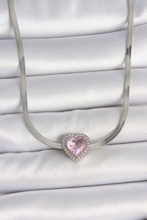 316l çelik Gümüş Renk İtalyan Zincir Pembe Zirkon Taşlı Kalp Model Kadın Kolye 316l çelik Gümüş Renk İtalyan Zincir Pembe Zirkon Taşlı Kalp Model Kadın Kolye