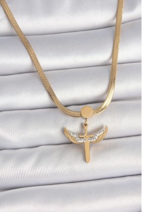 316l çelik Gold Renk İtalyan Zincir Zirkon Taş Detaylı Mikail Model Kadın Kolye 316l çelik Gold Renk İtalyan Zincir Zirkon Taş Detaylı Mikail Model Kadın Kolye