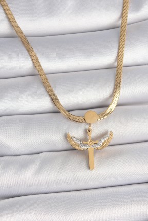 316l çelik Gold Renk İtalyan Zincir Zirkon Taş Detaylı Mikail Model Kadın Kolye 316l çelik Gold Renk İtalyan Zincir Zirkon Taş Detaylı Mikail Model Kadın Kolye
