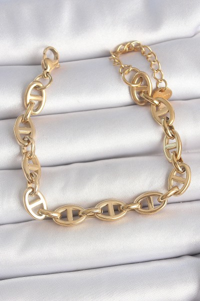 316l çelik Gold Renk Zincir Model Kadın Bileklik