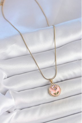 316l çelik Gold Renk Zincir Pembe Minimal çiçek İşlemeli İnci Detay Portre Model Kadın Kolye 316l çelik Gold Renk Zincir Pembe Minimal çiçek İşlemeli İnci Detay Portre Model Kadın Kolye