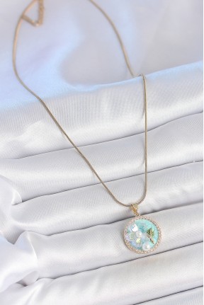 316l çelik Gold Renk Zincir Zirkon Taş Detaylı Mavi Mineli çiçek İşlemeli İnci Detay Kadın Kolye 316l çelik Gold Renk Zincir Zirkon Taş Detaylı Mavi Mineli çiçek İşlemeli İnci Detay Kadın Kolye