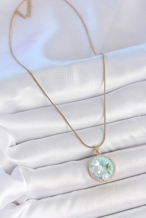 316l çelik Gold Renk Zincir Zirkon Taş Detaylı Mavi Mineli çiçek İşlemeli İnci Detay Kadın Kolye 316l çelik Gold Renk Zincir Zirkon Taş Detaylı Mavi Mineli çiçek İşlemeli İnci Detay Kadın Kolye