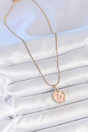316l çelik Gold Renk Zincir Pembe Mineli çiçek İşlemeli Portre Model Kadın Kolye 316l çelik Gold Renk Zincir Pembe Mineli çiçek İşlemeli Portre Model Kadın Kolye