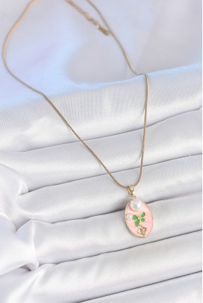 316l çelik Gold Renk Zincir Pembe Mineli Oval İncili çiçek İşlemeli Portre Model Kadın Kolye 316l çelik Gold Renk Zincir Pembe Mineli Oval İncili çiçek İşlemeli Portre Model Kadın Kolye