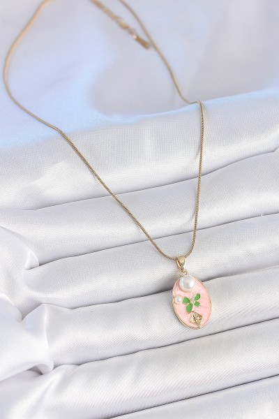 316l çelik Gold Renk Zincir Pembe Mineli Oval İncili çiçek İşlemeli Portre Model Kadın Kolye 316l çelik Gold Renk Zincir Pembe Mineli Oval İncili çiçek İşlemeli Portre Model Kadın Kolye