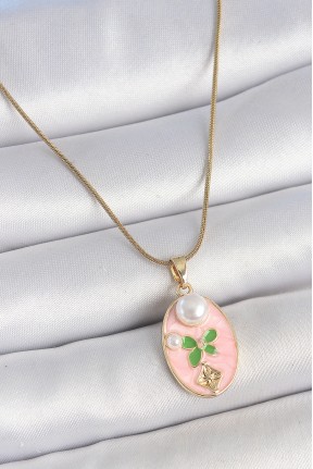 316l çelik Gold Renk Zincir Pembe Mineli Oval İncili çiçek İşlemeli Portre Model Kadın Kolye 316l çelik Gold Renk Zincir Pembe Mineli Oval İncili çiçek İşlemeli Portre Model Kadın Kolye
