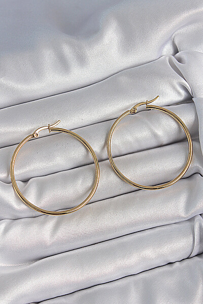 316 çelik Gold Renk 43 Mm Halka Model Kadın Küpe