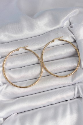 316 çelik Gold Renk 53 Mm Halka Model Kadın Küpe 316 çelik Gold Renk 53 Mm Halka Model Kadın Küpe
