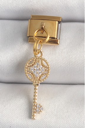 316l çelik Gold Renk Sallantı Zirkon Taşlı Anahtar Model Nomination Charm 316l çelik Gold Renk Sallantı Zirkon Taşlı Anahtar Model Nomination Charm